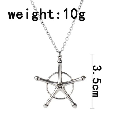 Silver star-shaped keychain pendant with circular center from bleach ishida uryuu cosplay charm necklace