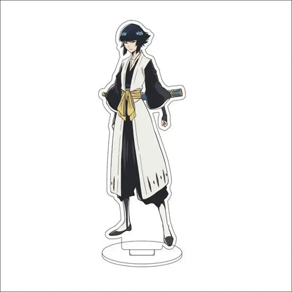 Bleach Isshin Yuzu Michiru acrylic stand figure featuring black-haired anime character in white and black robe with gold sash