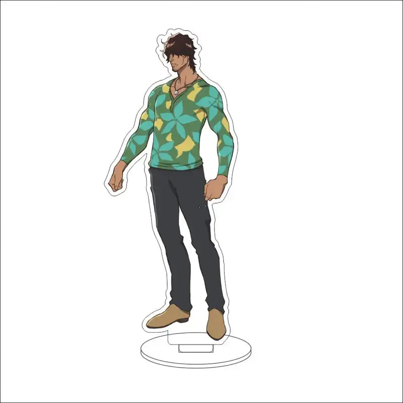 Bleach isshin yuzu michiru acrylic stand figures featuring a male anime character in green and yellow floral shirt acrylic stand