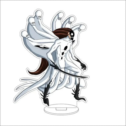 White and black acrylic stand featuring Bleach Isshin Yuzu Michiru skeletal anime character with tentacles and sword stand figure