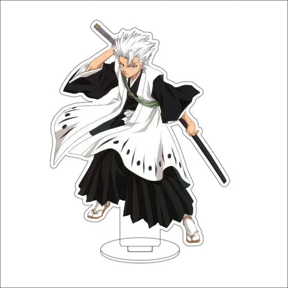 White and black acrylic stand featuring ichigo kurosaki in shinigami uniform with sword from bleach acrylic stand figures