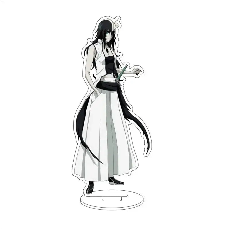 Black and white acrylic stand featuring byakuya kuchiki in formal shinigami attire from bleach stand figures