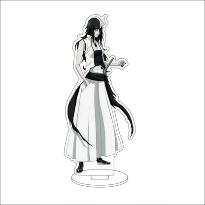 Black and white acrylic stand featuring byakuya kuchiki in formal shinigami attire from bleach stand figures