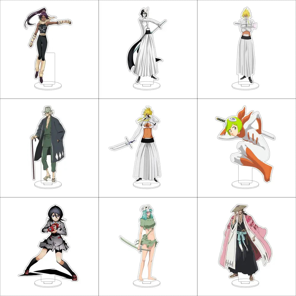 Bleach isshin yuzu michiru acrylic stand figures set of nine colorful anime acrylic stand figures with distinct designs