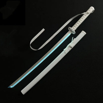 White glowing led light katana with sleek modern design and illuminated blue edge cosplay prop kuchiki rukia blade