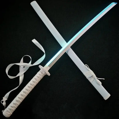 Bleach kuchiki rukia katana 40 inch led light sword with glowing blue blade and white cord wrapped handle cosplay prop