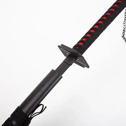 Black plastic kurosaki ichigo samurai sword with red stitching handle and black chain 104cm kurosaki ichigo blade