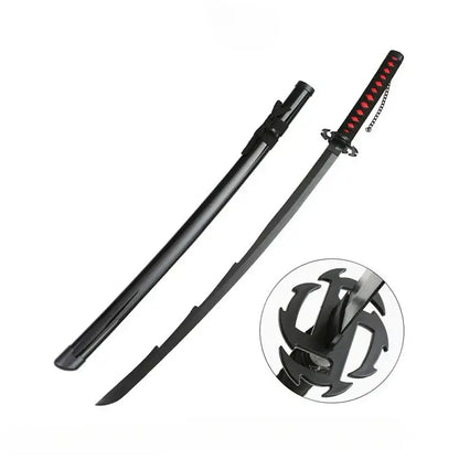 Black katana with red handle accents and black metal guard with matching sheath 104cm kurosaki ichigo samurai blade