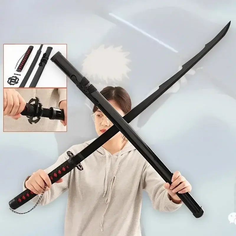 Black plastic replica of kurosaki ichigo samurai sword with red accents 104cm kurosaki ichigo katana blade