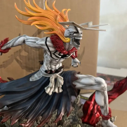 Bleach kurosaki ichigo pvc statue 23cm figurine featuring a skeletal warrior with vibrant orange hair and red outfit accents