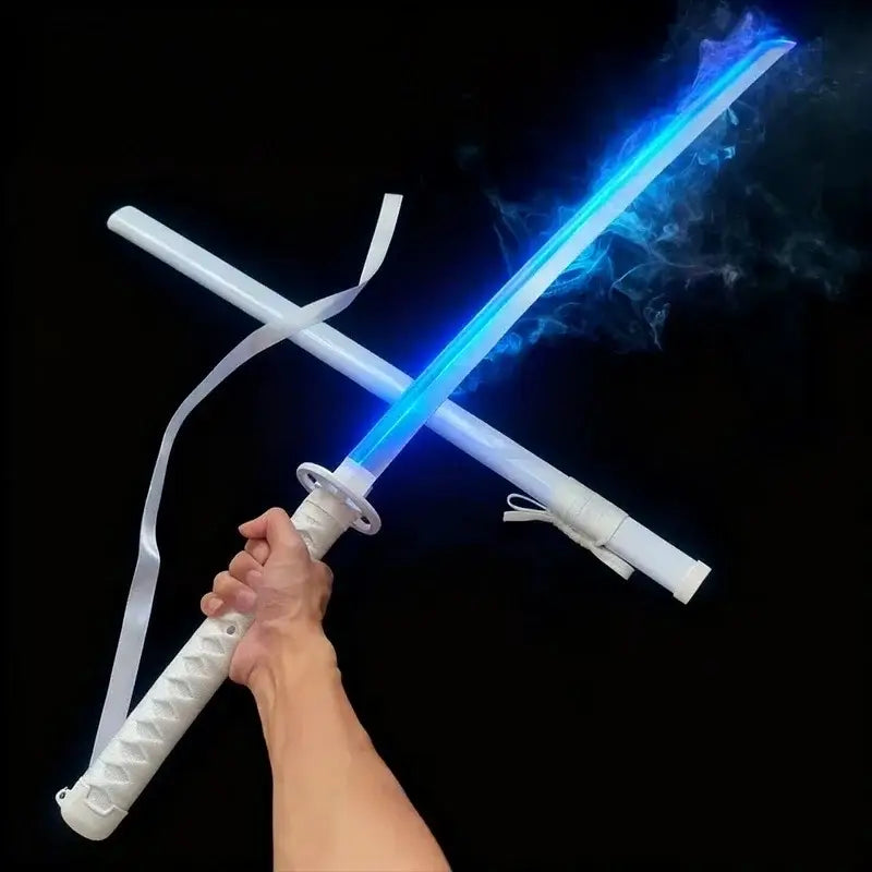 Bleach rukia katana 40-inch led glow sword with bright blue illuminated blade and white plastic handle and sheath
