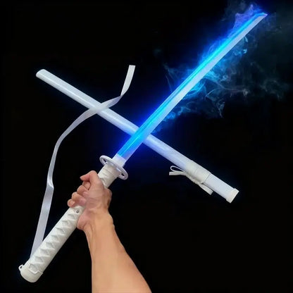 Bleach rukia katana 40-inch led glow sword with bright blue illuminated blade and white plastic handle and sheath