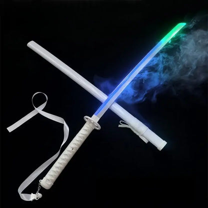 Bleach Rukia katana 40-inch LED glow sword with white led hilt, glowing blue and green blade, and wrapped handle