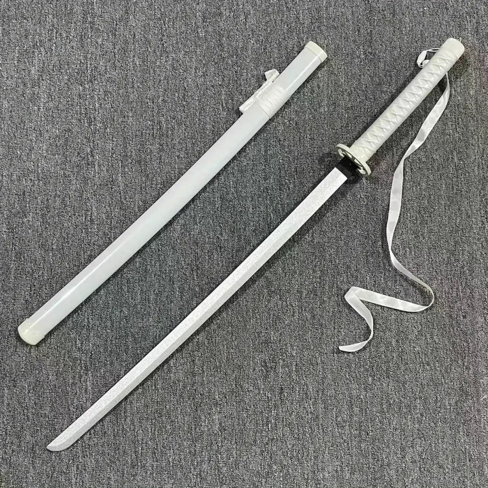 White katana with satin-finish blade and textured grip sheath for Bleach rukia white katana 40 inch sword