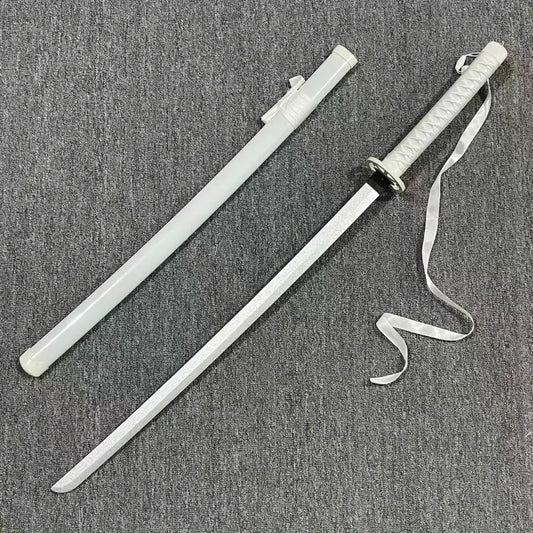 White katana with satin-finish blade and textured grip sheath for Bleach rukia white katana 40 inch sword
