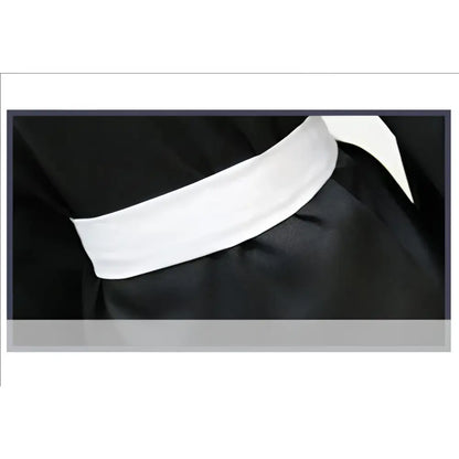 White satin sash belt over black garment in bleach rukia shinigami kimono full cosplay outfit for soul society shinigami