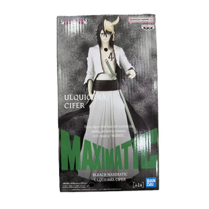 Bleach ulquiorra cifer maximatic pvc figure in white and black attire with sword by bandai namco packaging visible