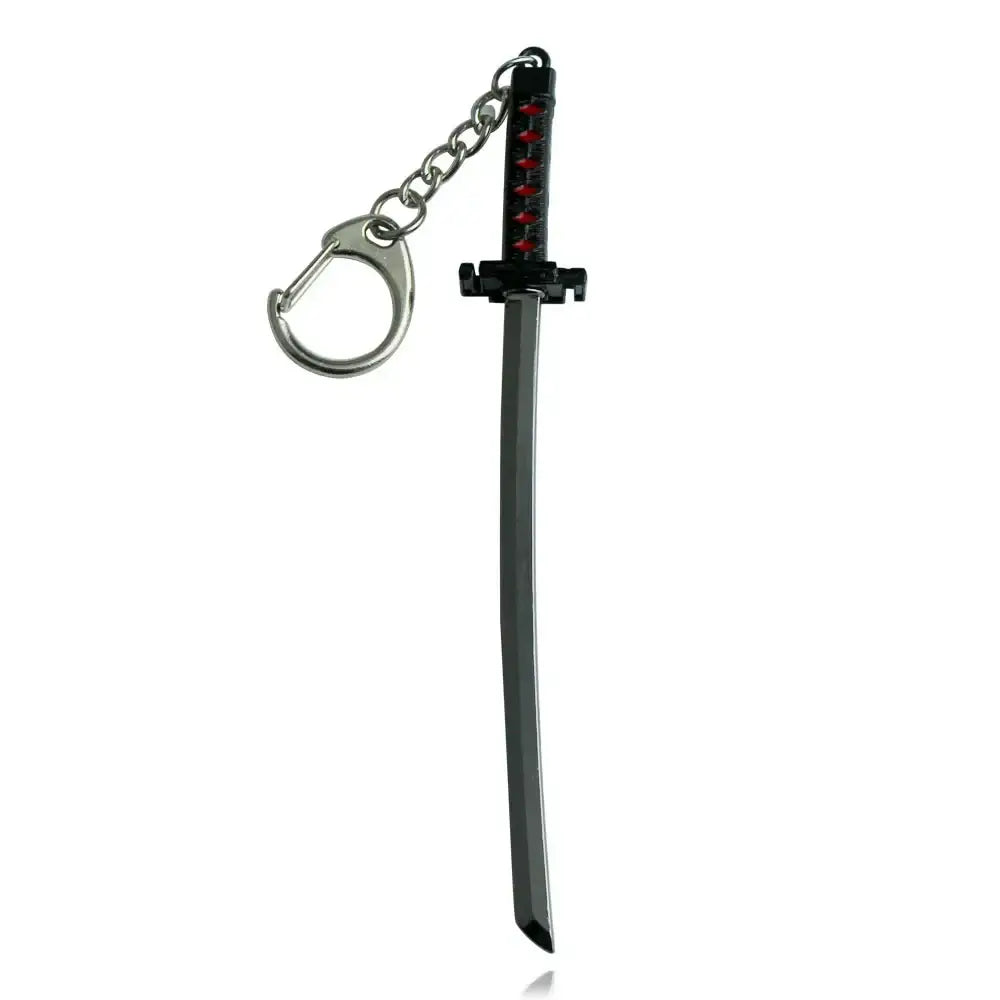 Black and red miniature sword keychain with zinc alloy chain and carabiner from bleach uryu ishida amulet necklace