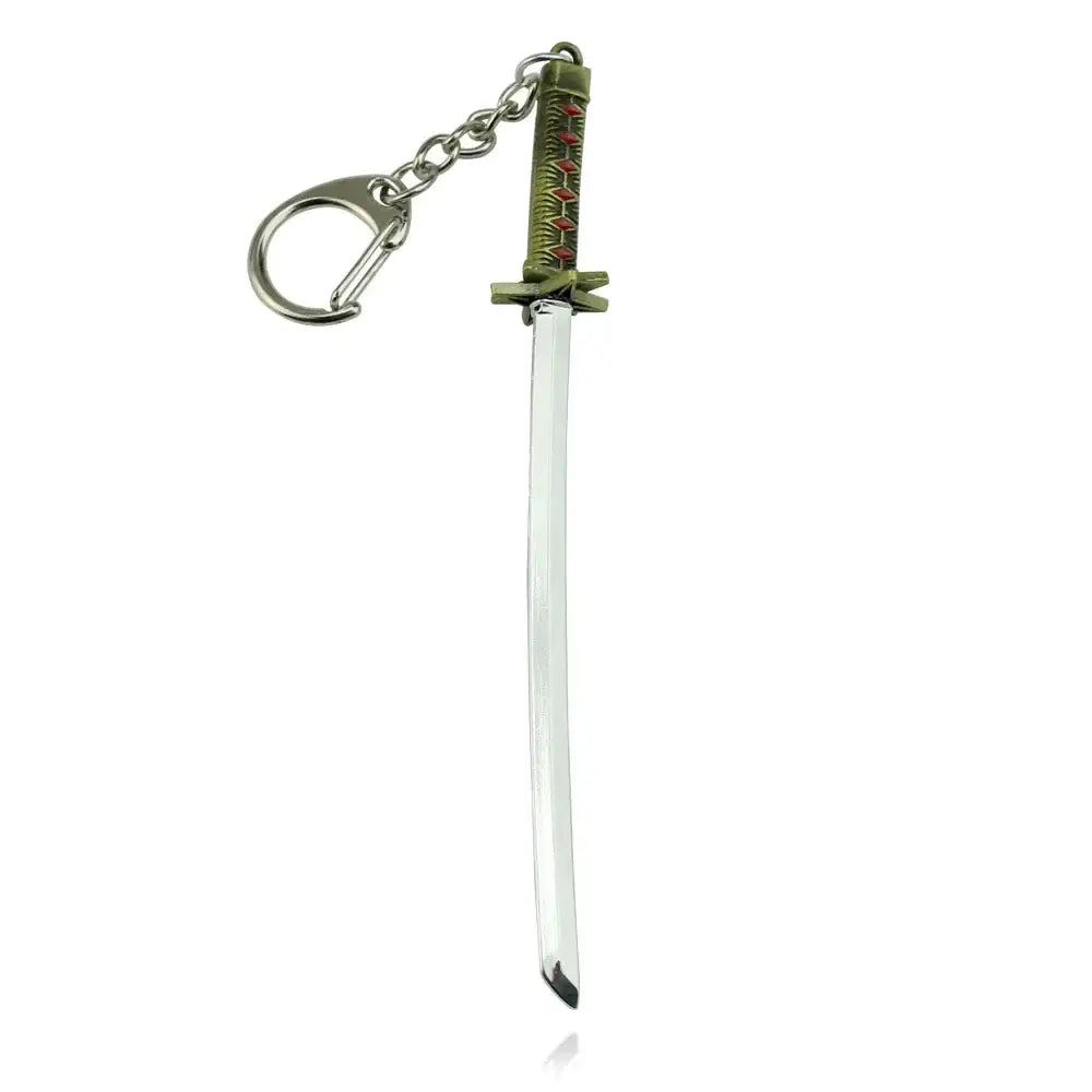 Bleach uryu ishida amulet necklace with miniature green-handled sword keychain and zinc alloy chain