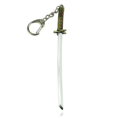 Bleach uryu ishida amulet necklace with miniature green-handled sword keychain and zinc alloy chain