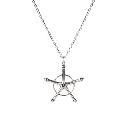 Silver ship’s wheel amulet necklace on a delicate zinc alloy chain inspired by bleach uryu ishida design