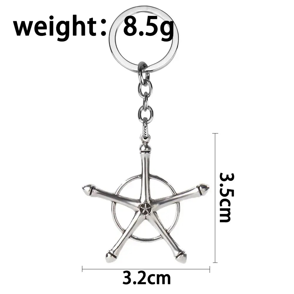 Silver metallic alloy choker keychain featuring a five-pointed star design from bleach uryuu ishida amulet necklace