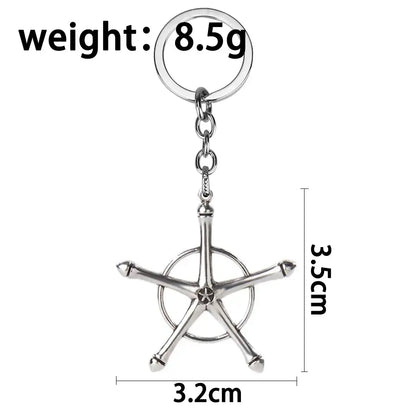 Silver metallic alloy choker keychain featuring a five-pointed star design from bleach uryuu ishida amulet necklace