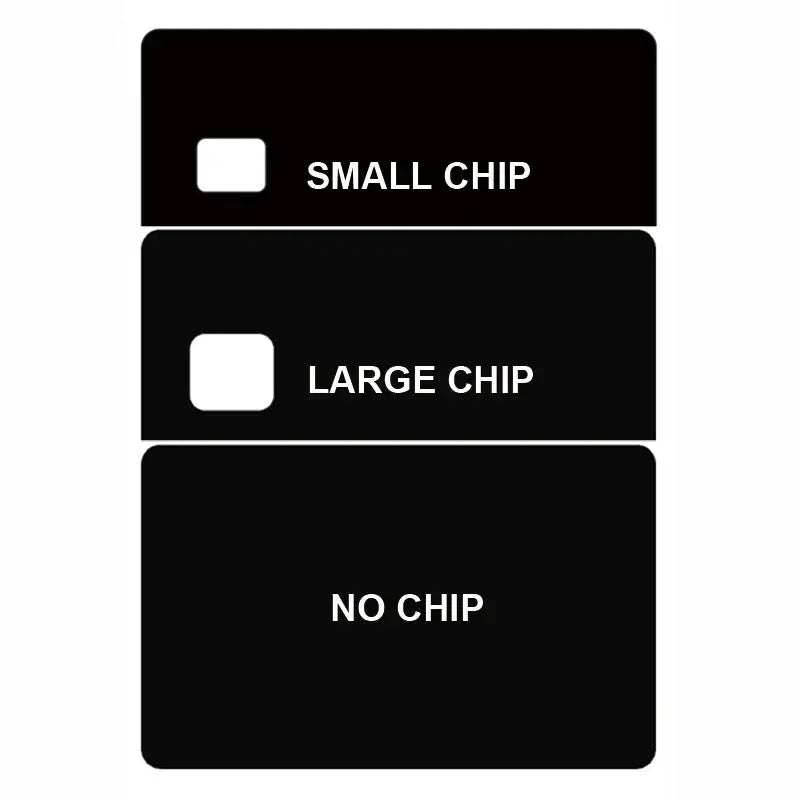 Black rectangular labels with white text show chip options for the blue eyes white dragon holographic card skin back side