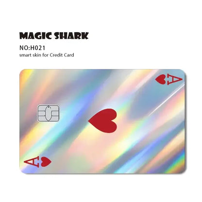 Blue eyes white dragon holographic card skin with iridescent magic shark h021 design featuring red heart ace of hearts