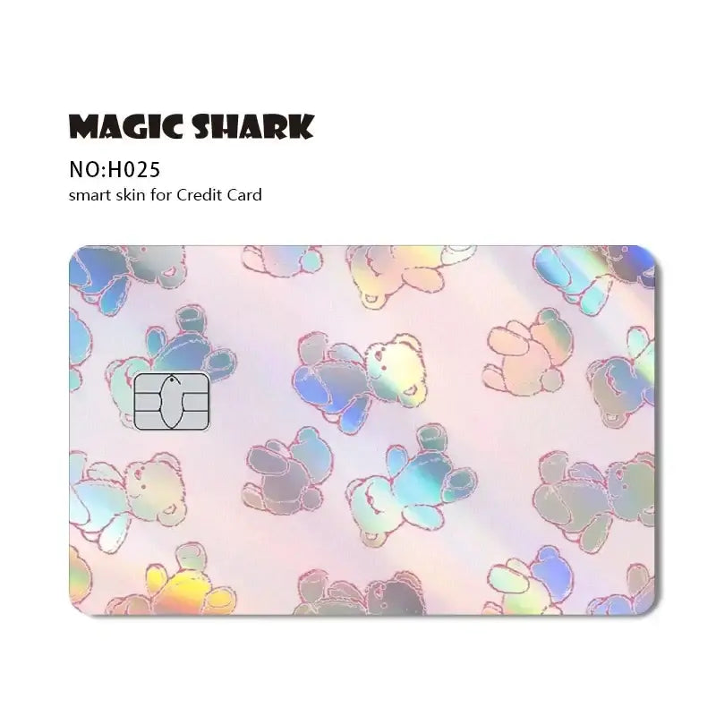 Blue eyes white dragon card skin featuring holographic bear-patterned magic shark smart skin model h025