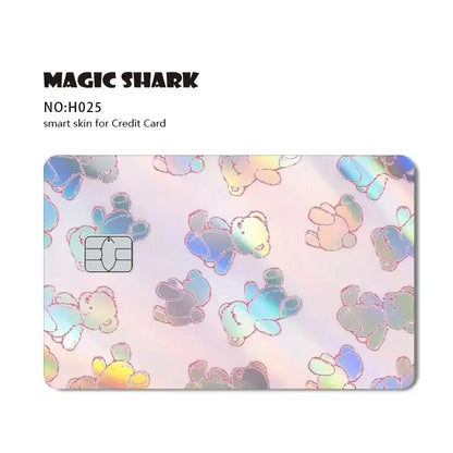 Blue eyes white dragon card skin featuring holographic bear-patterned magic shark smart skin model h025