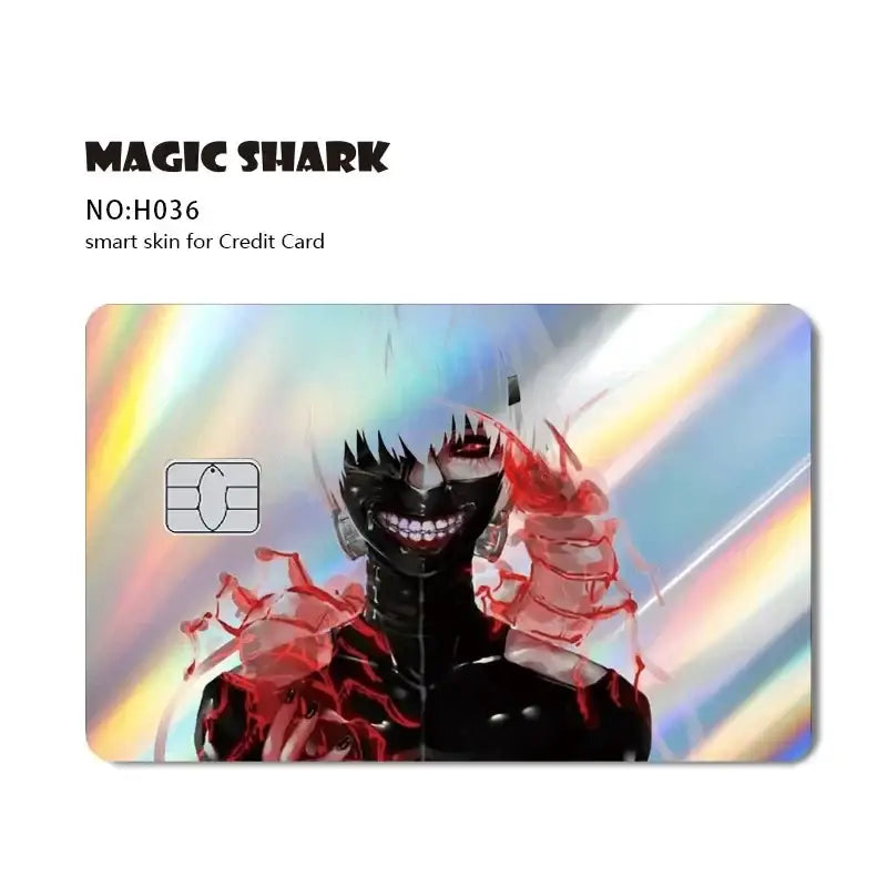Blue eyes white dragon card skin featuring magic shark h036 smart skin with anime character and rainbow holographic background