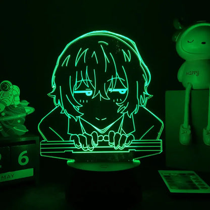 Bungo stray dogs ranpo 3d acrylic led night light with green glow features finger touch and remote control
