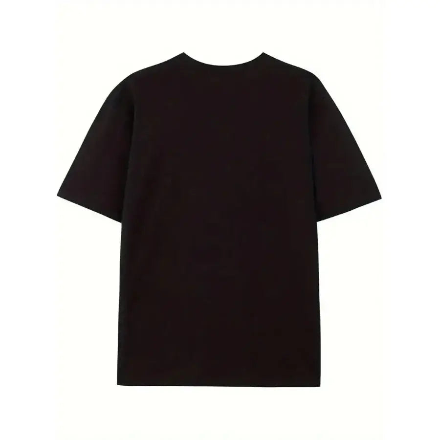 Black short-sleeved cotton t-shirt with simple crew neck design from but you wouldnt listen collection