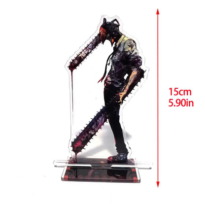 Chainsaw man denji acrylic stand 15cm tall transparent desktop decor featuring character with chainsaw and blood details