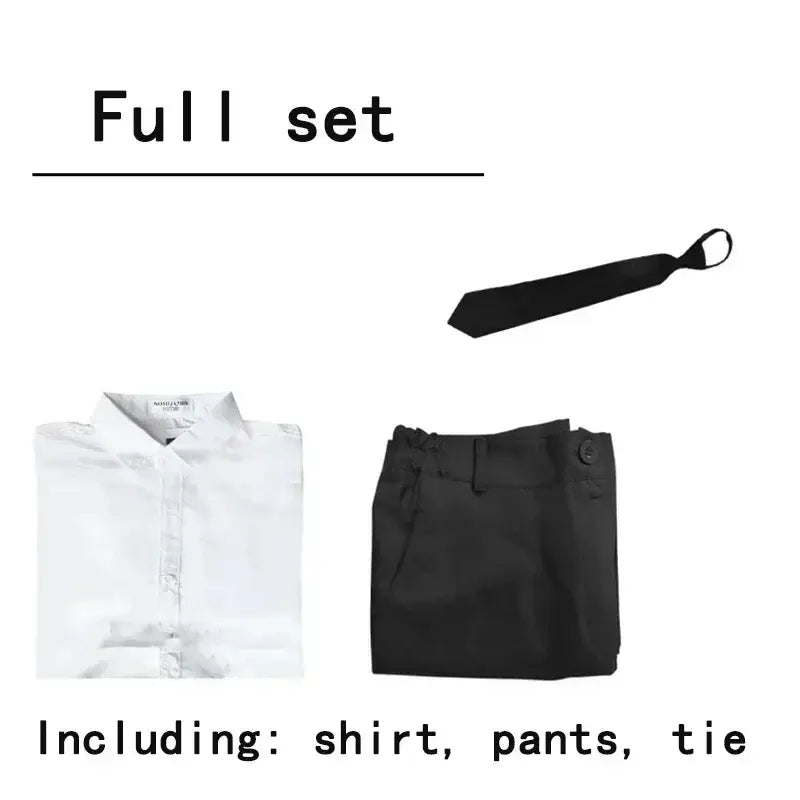 Black tie with smooth matte finish and classic tapered design for chainsaw man denji cosplay costume adult set