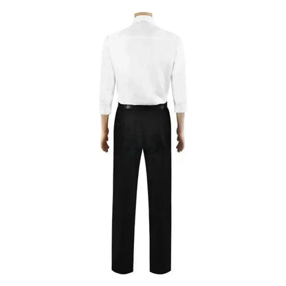White long-sleeved button-up shirt and black formal trousers for chainsaw man denji adult cosplay set
