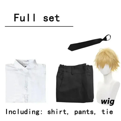 Black tie with simple sleek design and standard knot for chainsaw man denji cosplay adult set costume accessory