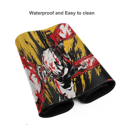Chainsaw man denji mouse pad with vibrant yellow red and black anime design rubber base non slip tracking surface