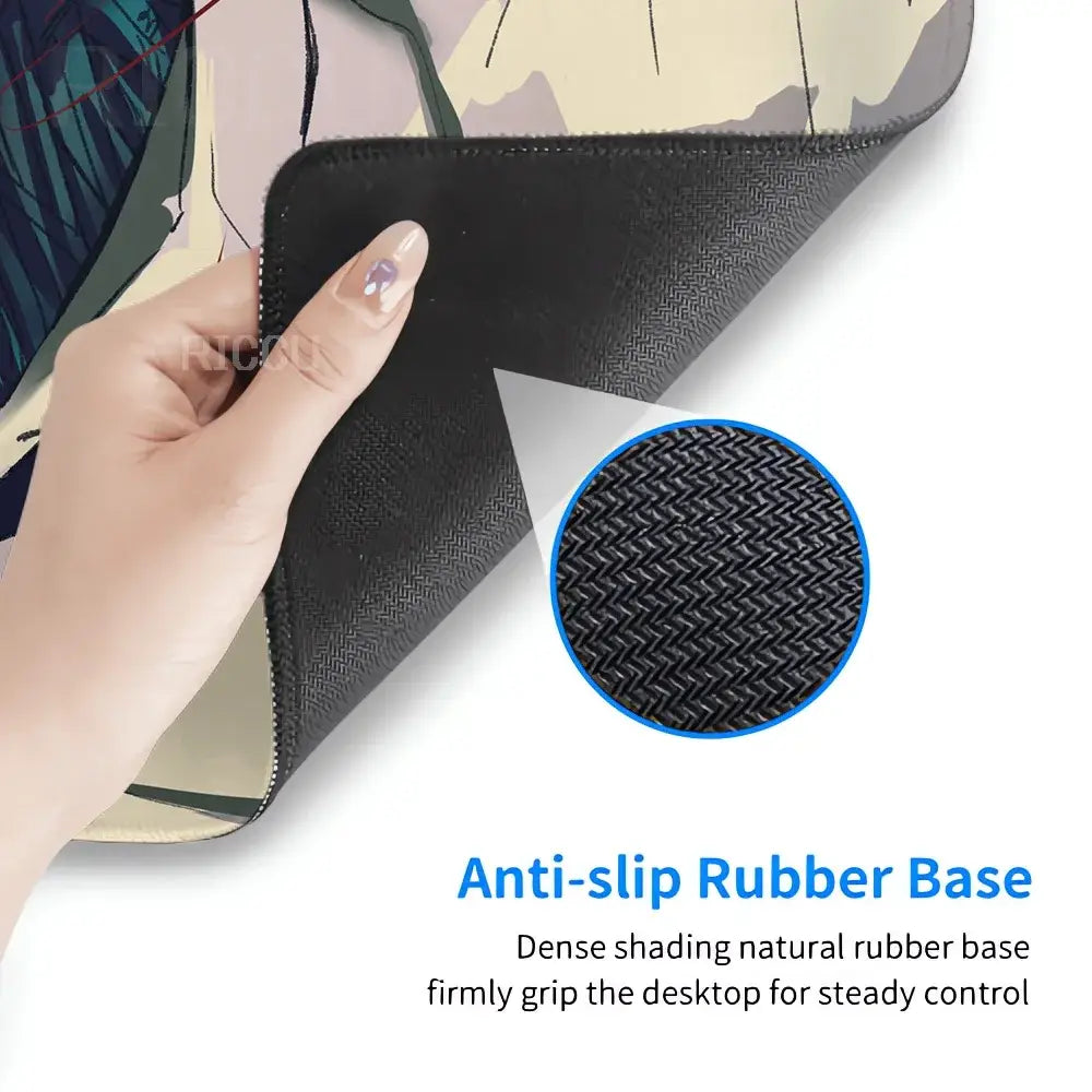 Black anti-slip rubber base of chainsaw man denji mouse pad desk mat with dense textured weave for secure grip