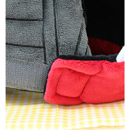 Adult unisex chainsaw man denji pochita plush hat with gray and red soft textured fabric and cozy interior lining