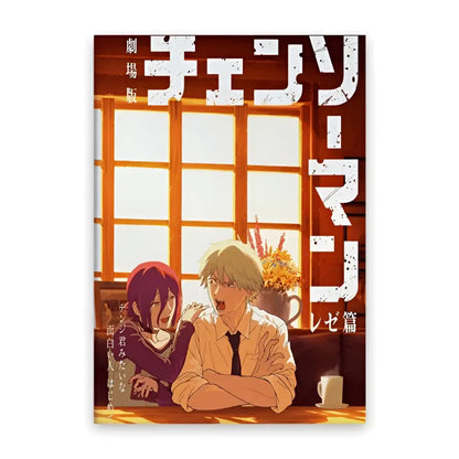 Chainsaw man denji poster canvas wall art featuring warm-toned attack on titan movie edition artbook cover illustration