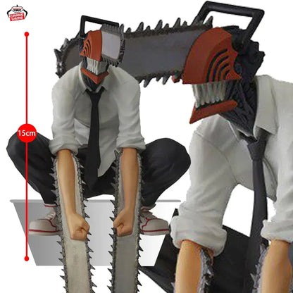 Chainsaw Man Denji PVC figure 18cm collectible with detailed 15cm orange and black chainsaw head and sharp blade teeth