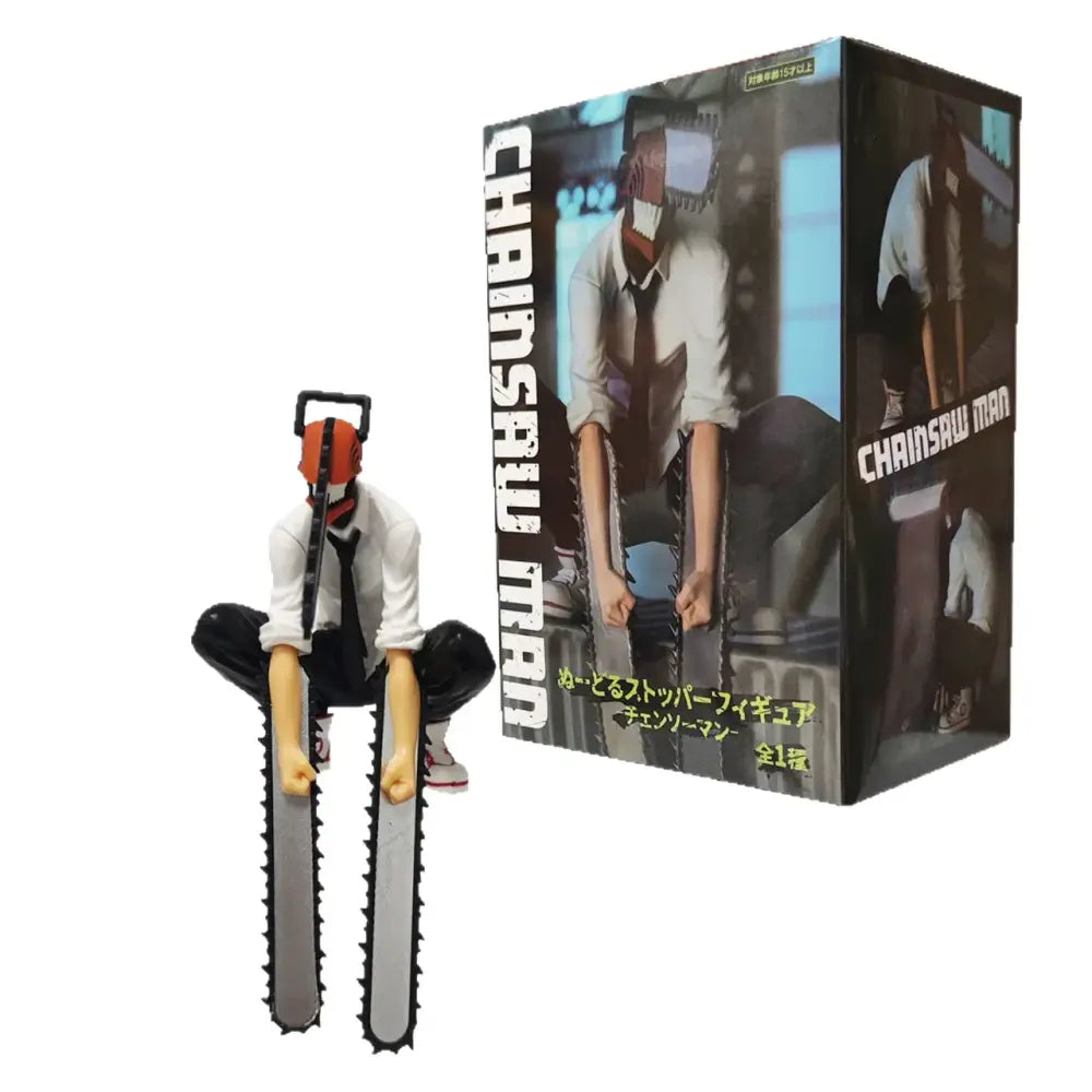 Chainsaw man denji pvc figure 18cm collectible features orange chainsaw head white shirt and black pants
