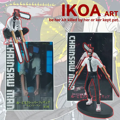 Detailed chainsaw man denji pvc figure wearing a white shirt black pants with red shoes accents collectible model
