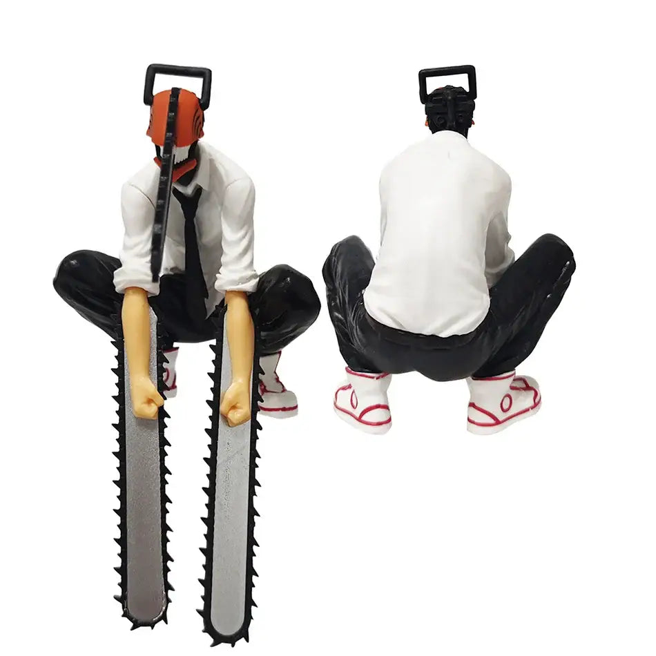Chainsaw man denji figure set of two detailed pvc figurines in white shirts and black pants for car decor 14-17cm