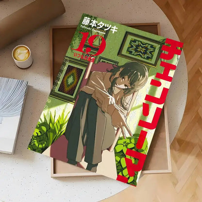 Chainsaw man denji wall mural featuring green and red manga volume 19 cover illustration waterproof sticker
