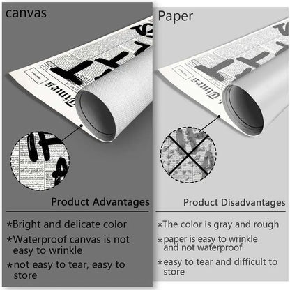 Rolled-up chainsaw man makima canvas poster showing waterproof canvas and standard paper versions side by side
