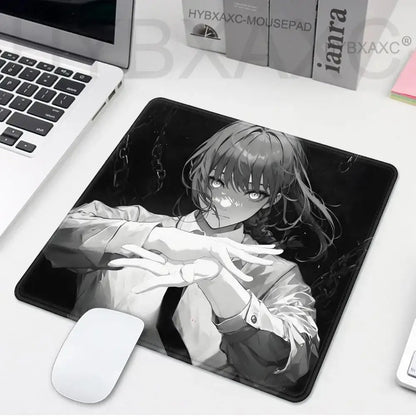 Black and white chainsaw man makima mouse pad with detailed character illustration and non slip desk mat design