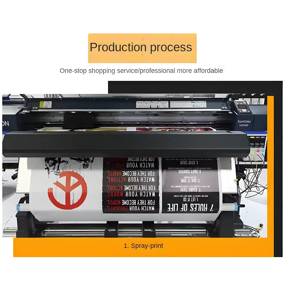Surecolor 5004d industrial inkjet printer with black and blue chassis printing chainsaw man makima wall poster on white roll